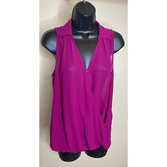 Guess Magenta Sleeveless Sheer Wrap Blouse Size XS - Picture 2 of 15